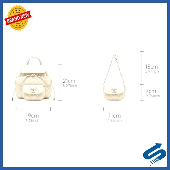 Genuine Leather Mini Backpack Set with Detachable Chain Pouch main image 2